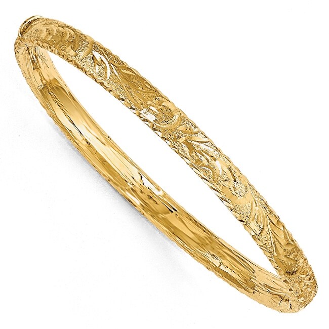 Italian 14k Gold Diamond Cut Bangle